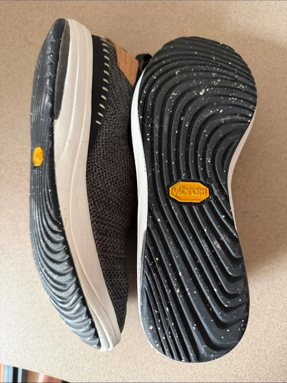 Merrell Women's Knit Slip-On Sneaker in Black with Tan Trim